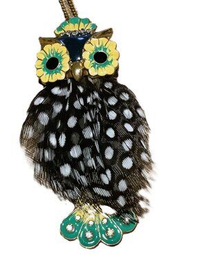 OWL LOVERS Dangling Feet Feathered Owl Pendant on Chain